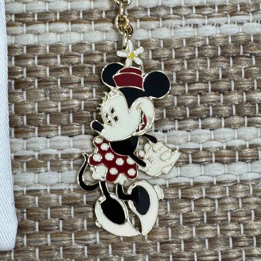 Kate Spade New York x Disney Minnie Mouse Keychain Fob‎ Purse Charm Gold Tone